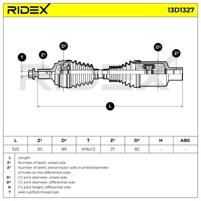 Antriebswelle RIDEX 13D1327 13D1327 - foto 7