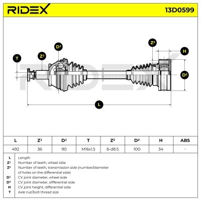 Antriebswelle RIDEX 13D0599 13D0599 - foto 7