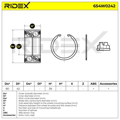 Radlager RIDEX 654W0242 654W0242 - foto 5