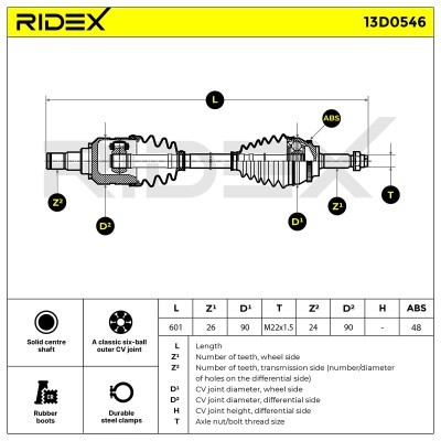 Antriebswelle RIDEX 13D0546 13D0546 - foto 5