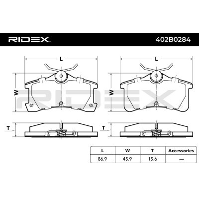 Bremsbeläge Satz RIDEX 402B0284 402B0284 - foto 4