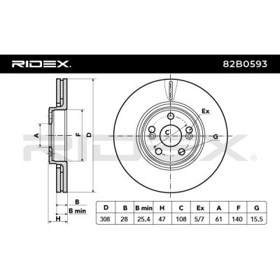 Bremsscheibe RIDEX 82B0593 82B0593 - foto 3
