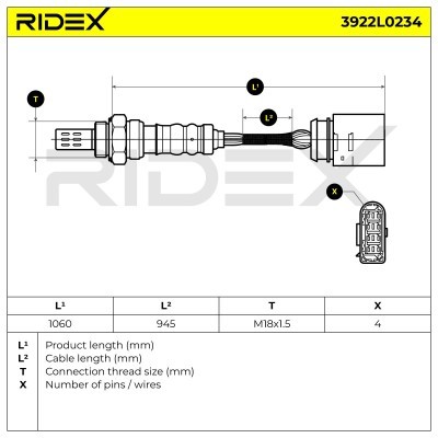 Lambdasonde RIDEX 3922L0234 3922L0234 - foto 6