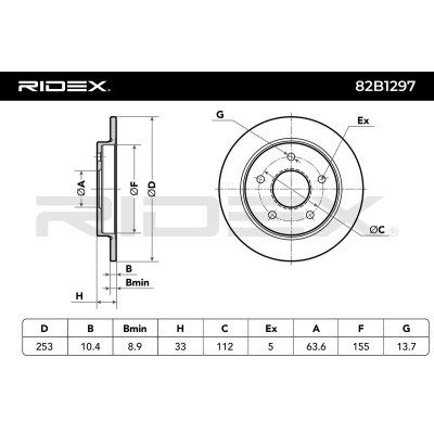 Bremsscheibe RIDEX 82B1297 82B1297 - foto 6
