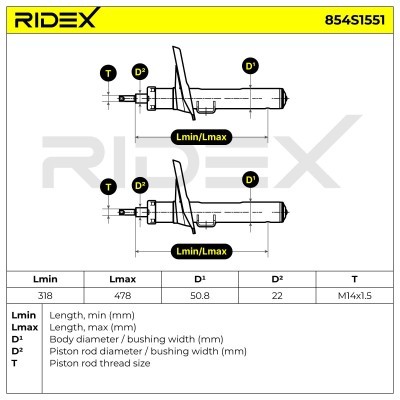 Stoßdämpfer RIDEX 854S1551 854S1551 - foto 10