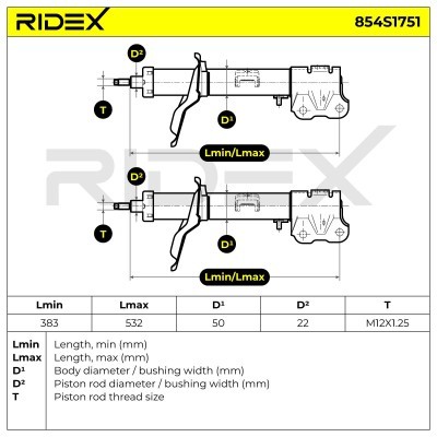 Stoßdämpfer RIDEX 854S1751 854S1751 - foto 4