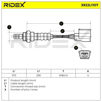 Lambdasonde RIDEX 3922L1107 3922L1107 - foto 7