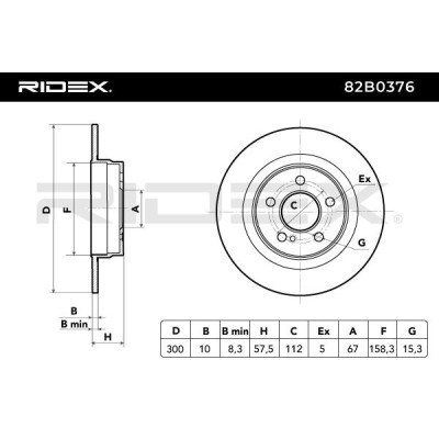 Bremsscheibe RIDEX 82B0376 82B0376 - foto 3
