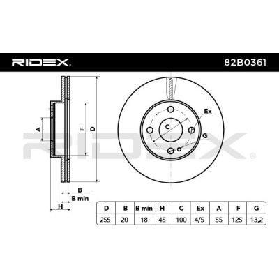 Bremsscheibe RIDEX 82B0361 82B0361 - foto 7