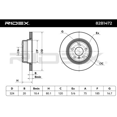Bremsscheibe RIDEX 82B1472 82B1472 - foto 6