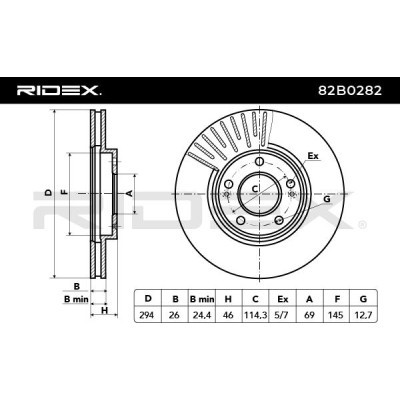 Bremsscheibe RIDEX 82B0282 82B0282 - foto 5