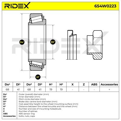 Radlager RIDEX 654W0223 654W0223 - foto 8
