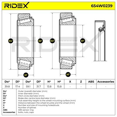 Radlager RIDEX 654W0239 654W0239 - foto 3