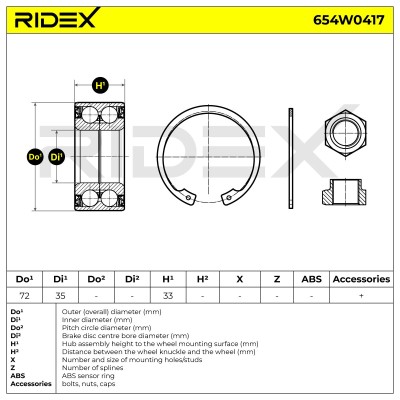 Radlager RIDEX 654W0417 654W0417 - foto 3