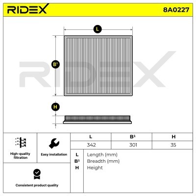 Luftfilter RIDEX 8A0227 8A0227 - foto 6