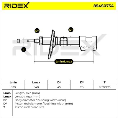 Stoßdämpfer RIDEX 854S0734 854S0734 - foto 8