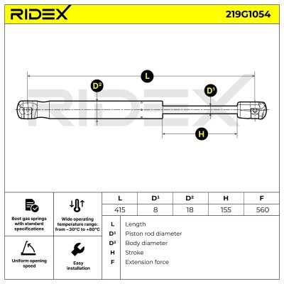 Gasfeder, Koffer-/Laderaum RIDEX 219G1054 219G1054 - foto 6