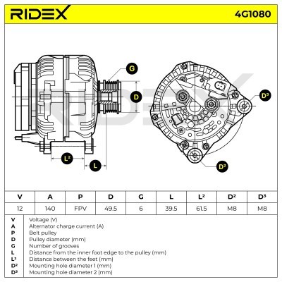 Generator RIDEX 4G1080 4G1080 - foto 7