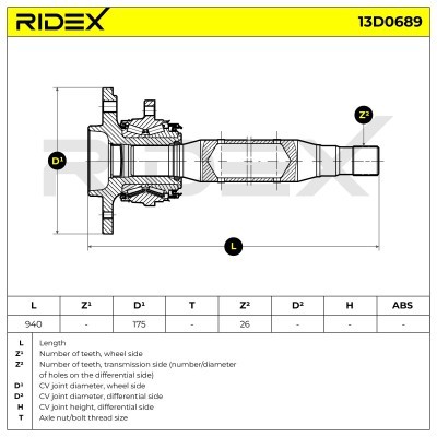 Antriebswelle RIDEX 13D0689 13D0689 - foto 7
