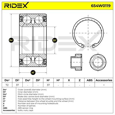 Radlager RIDEX 654W0119 654W0119 - foto 6