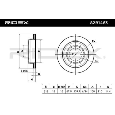 Bremsscheibe RIDEX 82B1463 82B1463 - foto 5