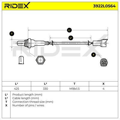 Lambdasonde RIDEX 3922L0564 3922L0564 - foto 3