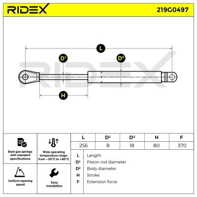 Gasfeder, Koffer-/Laderaum RIDEX 219G0497 219G0497 - foto 7