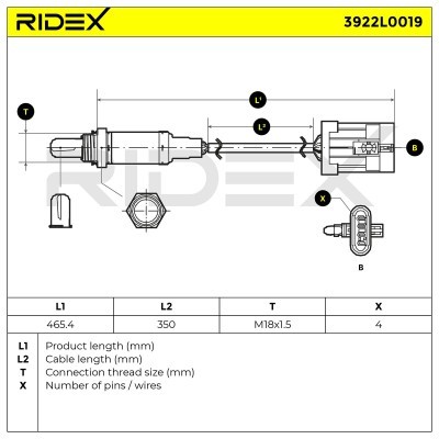 Lambdasonde RIDEX 3922L0019 3922L0019 - foto 6