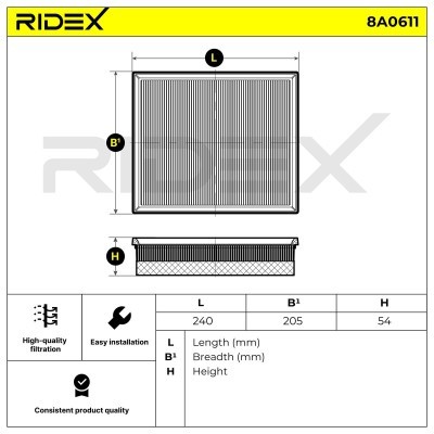 Luftfilter RIDEX 8A0611 8A0611 - foto 6