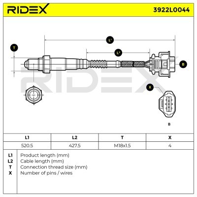 Lambdasonde RIDEX 3922L0044 3922L0044 - foto 6