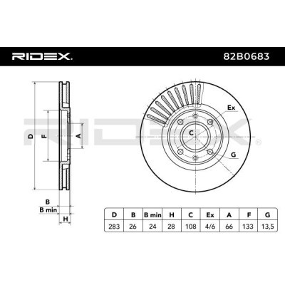 Bremsscheibe RIDEX 82B0683 82B0683 - foto 3
