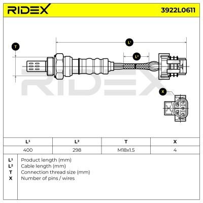 Lambdasonde RIDEX 3922L0611 3922L0611 - foto 6