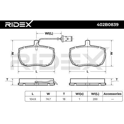Bremsbeläge Satz RIDEX 402B0839 402B0839 - foto 7