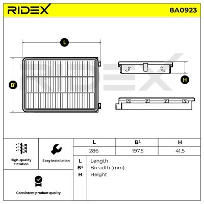 Luftfilter RIDEX 8A0923 8A0923 - foto 6
