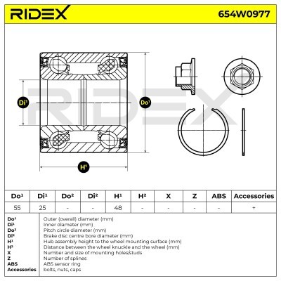 Radlager RIDEX 654W0977 654W0977 - foto 6