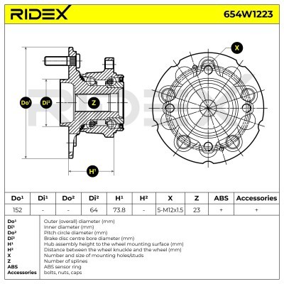 Radlager RIDEX 654W1223 654W1223 - foto 6