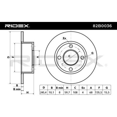Bremsscheibe RIDEX 82B0036 82B0036 - foto 5