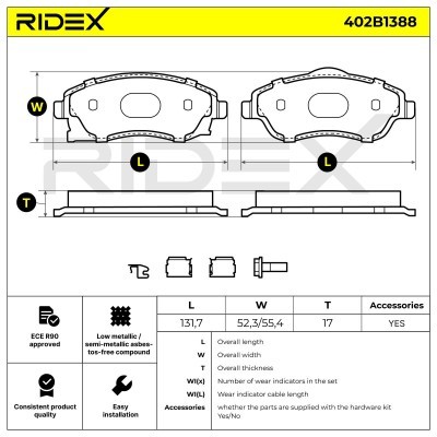 Bremsbeläge Satz RIDEX 402B1388 402B1388 - foto 6