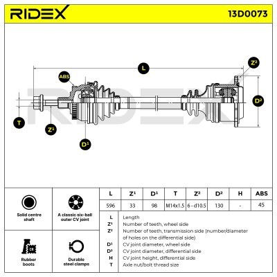 Antriebswelle RIDEX 13D0073 13D0073 - foto 11