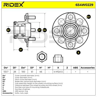 Radlager RIDEX 654W0229 654W0229 - foto 9