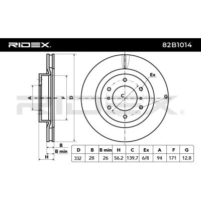 Bremsscheibe RIDEX 82B1014 82B1014 - foto 4