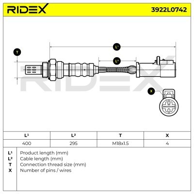 Lambdasonde RIDEX 3922L0742 3922L0742 - foto 3