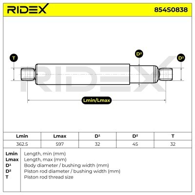 Stoßdämpfer RIDEX 854S0838 854S0838 - foto 8