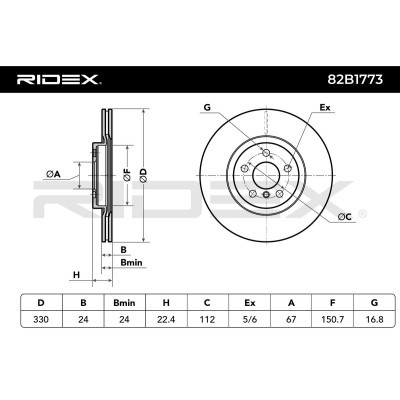 Bremsscheibe RIDEX 82B1773 82B1773 - foto 5
