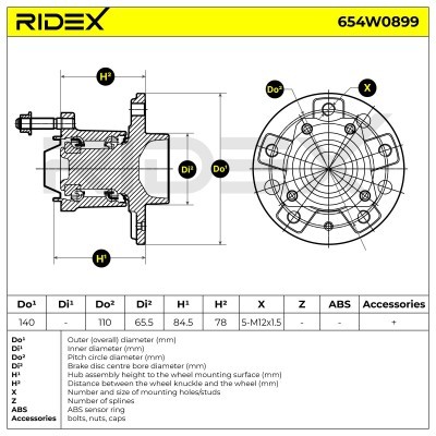 Radlager RIDEX 654W0899 654W0899 - foto 5