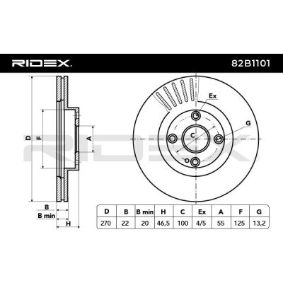 Bremsscheibe RIDEX 82B1101 82B1101 - foto 3
