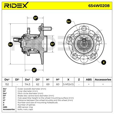 Radlager RIDEX 654W0208 654W0208 - foto 6