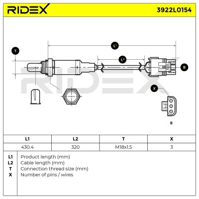 Lambdasonde RIDEX 3922L0154 3922L0154 - foto 6