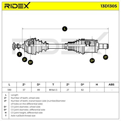 Antriebswelle RIDEX 13D1305 13D1305 - foto 8