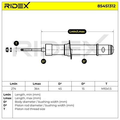Stoßdämpfer RIDEX 854S1312 854S1312 - foto 7